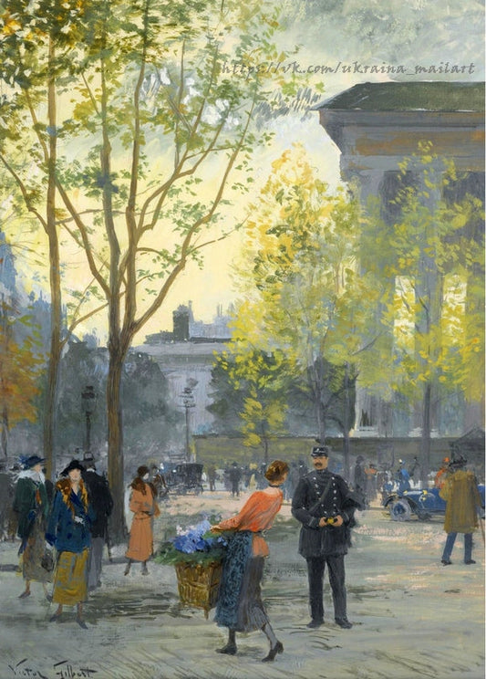 parisian boulevard and cafes, flower shops, happy childhood