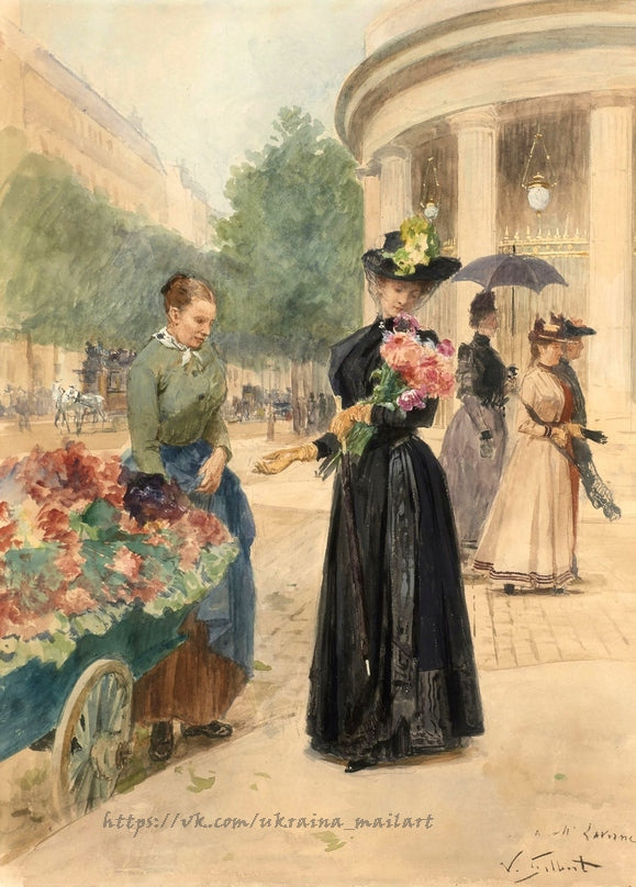 parisian boulevard and cafes, flower shops, happy childhood