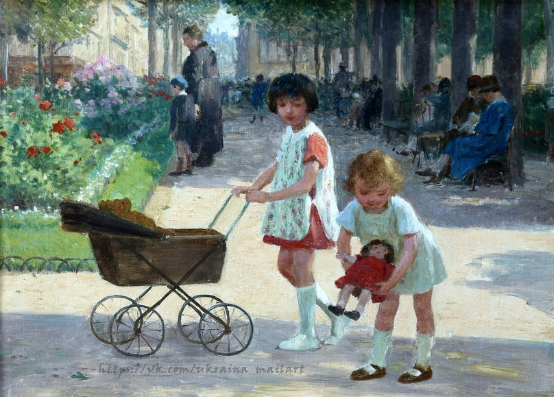 parisian boulevard and cafes, flower shops, happy childhood