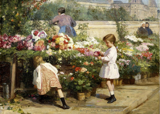 parisian boulevard and cafes, flower shops, happy childhood