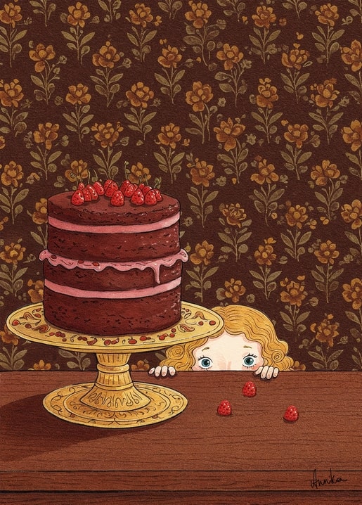 winter illustration postcard