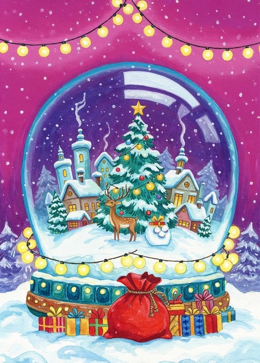 winter illustration postcard