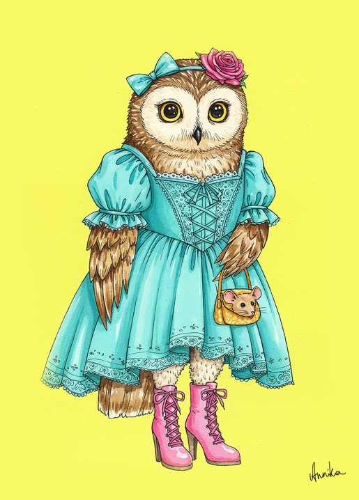 winter illustration postcard