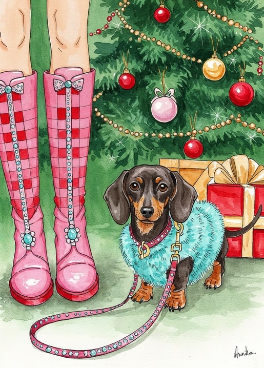 winter illustration postcard