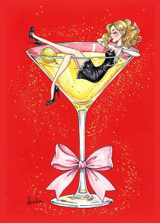 winter illustration postcard