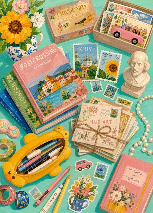 Postcrossing Love & Mail Art Collection - Art Postcard by T&A