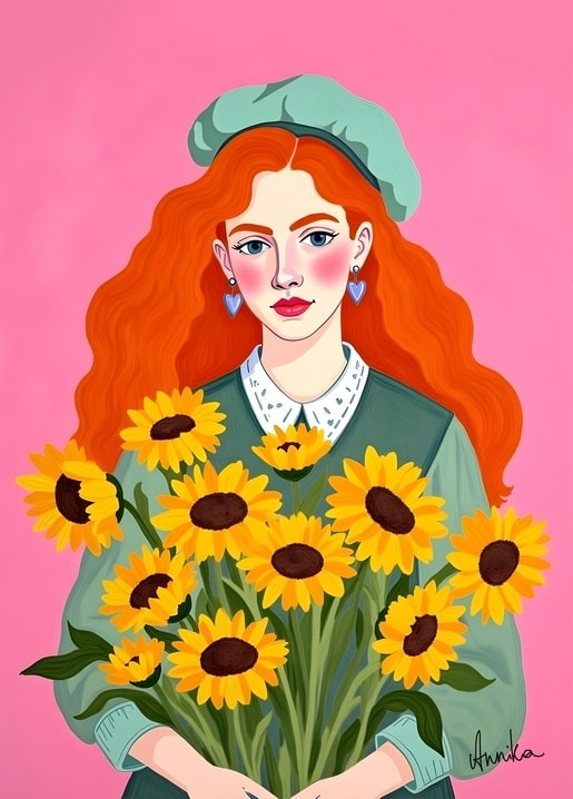 frida kahlo illustration postcard