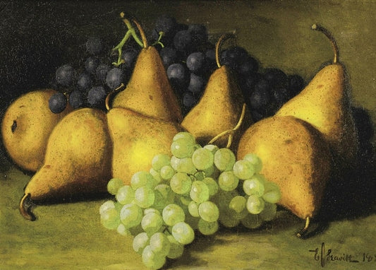 Stillleben mit gelben Birnen und Trauben von Edward Chalmers Leavitt