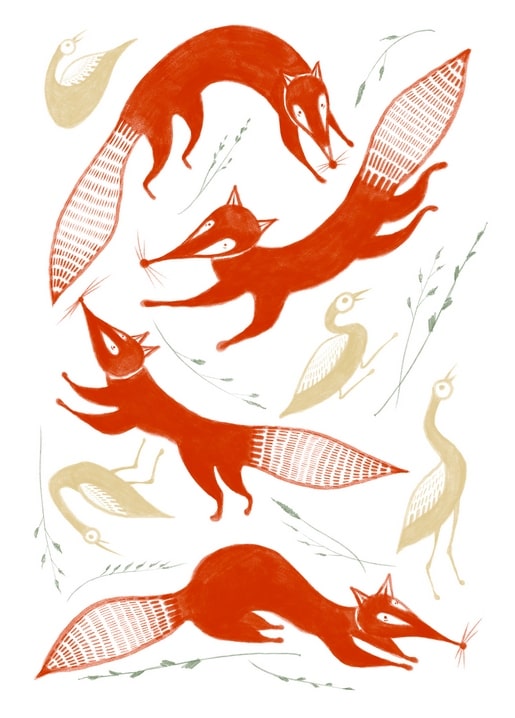 christmas illustration postcard