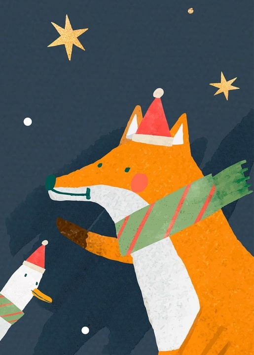 christmas illustration postcard