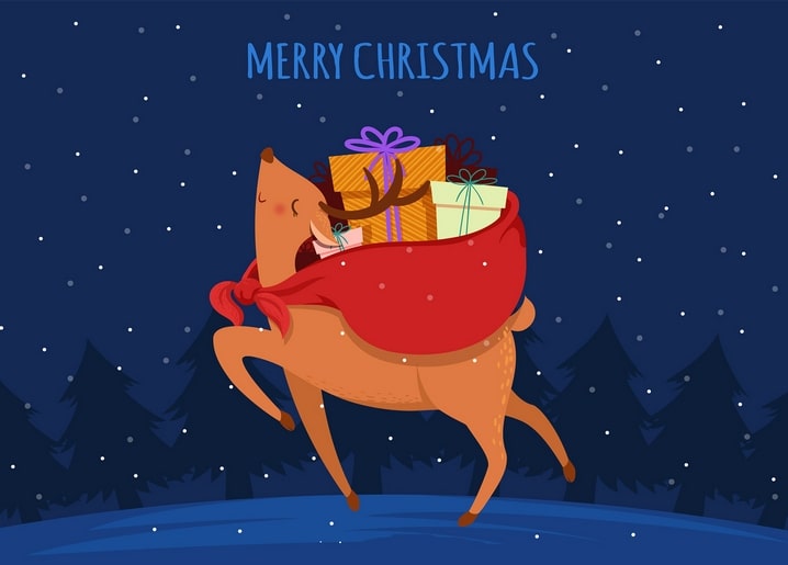 christmas illustration postcard