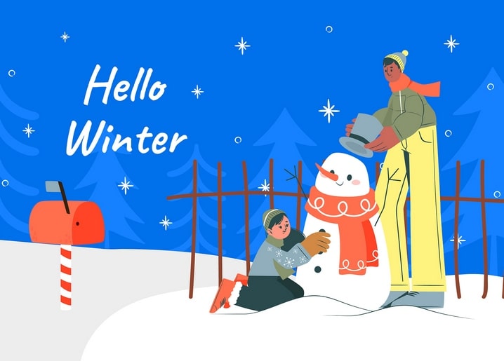 christmas illustration postcard