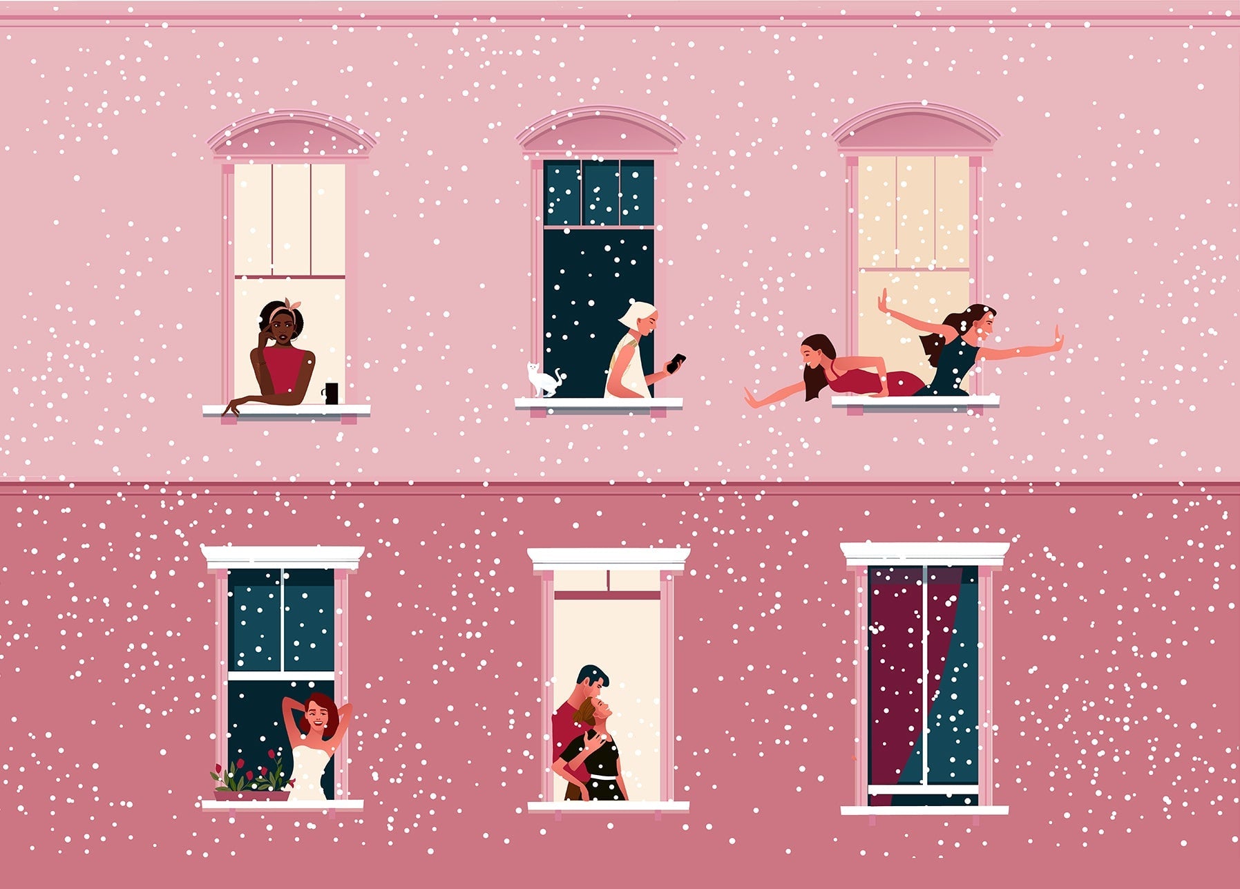 christmas illustration postcard