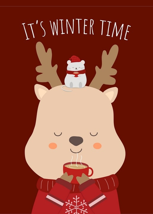 christmas illustration postcard