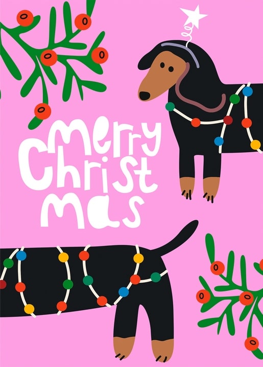 christmas illustration postcard