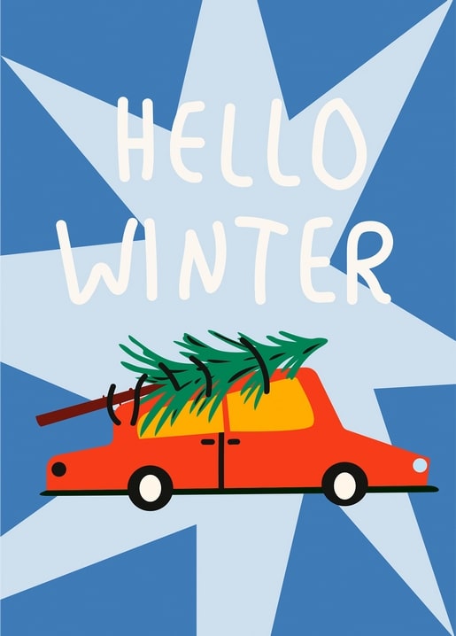 christmas illustration postcard