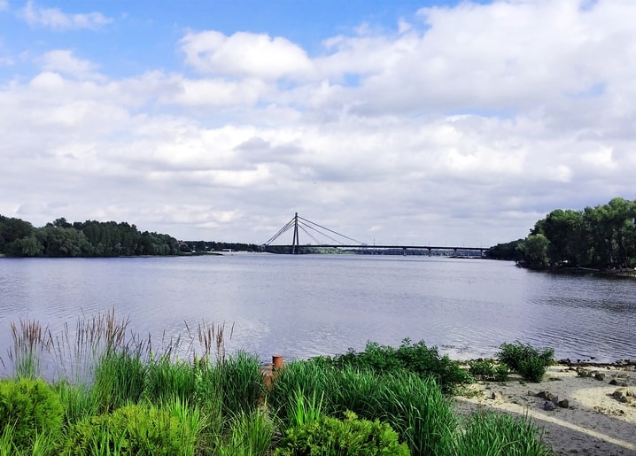 Photographic postcard — Northern Bridge, Natalka Park, Kyiv. My Kyiv! series by Zolota Ptakha
