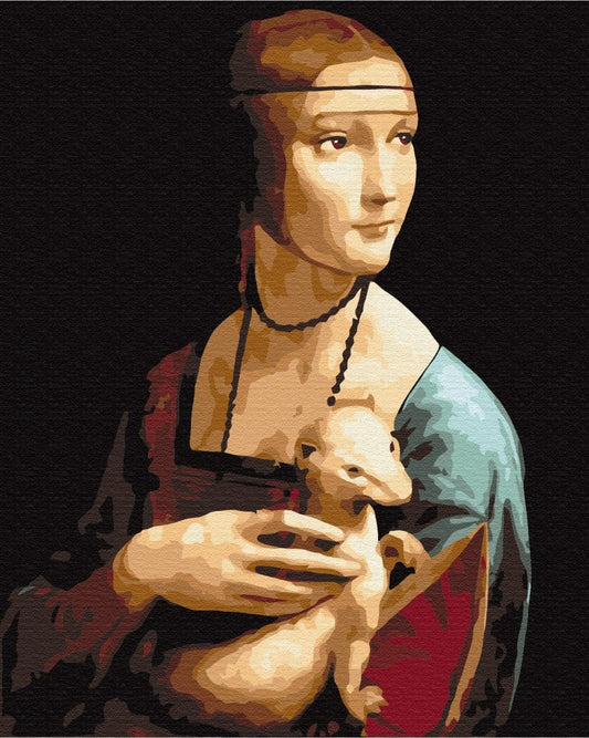 Leonardo da Vinci's ‘Lady with an Ermine’ reproduced as a paint-by-numbers canvas