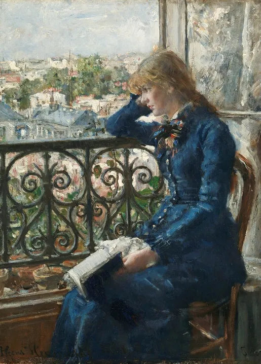 Hans Heyerdahl's At the Window, 1881, portrait of a woman reading beside a window