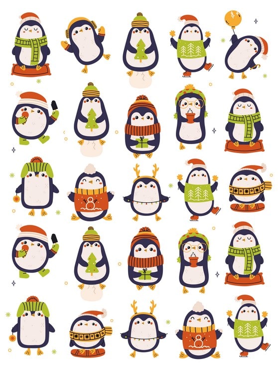 Наліпки Christmas penguins 12*15 / Видавничий дім "Золота Птаха"