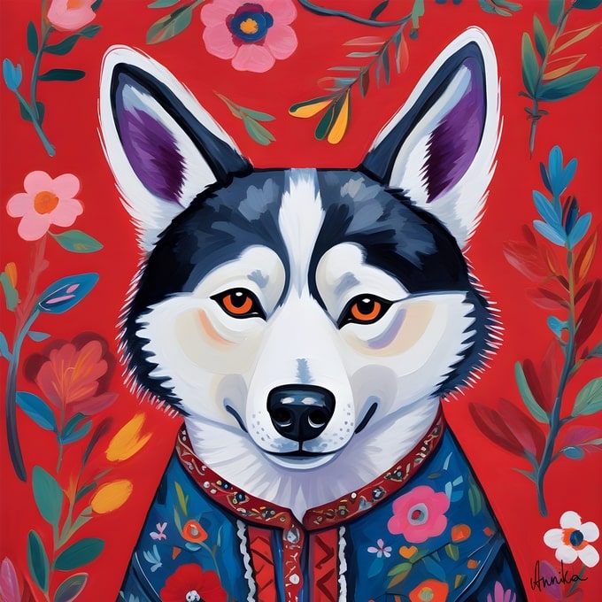 pets art postcard