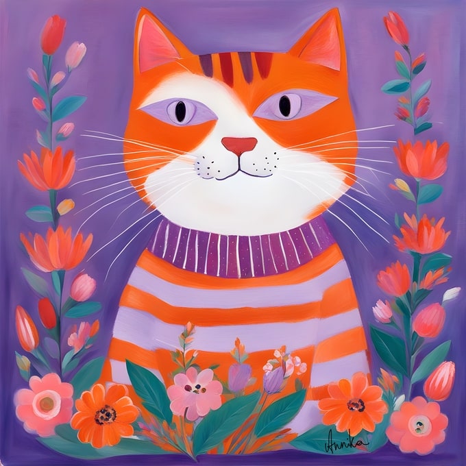 pets art postcard