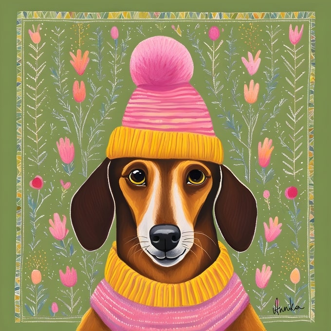 pets art postcard