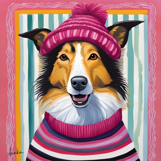 pets art postcard