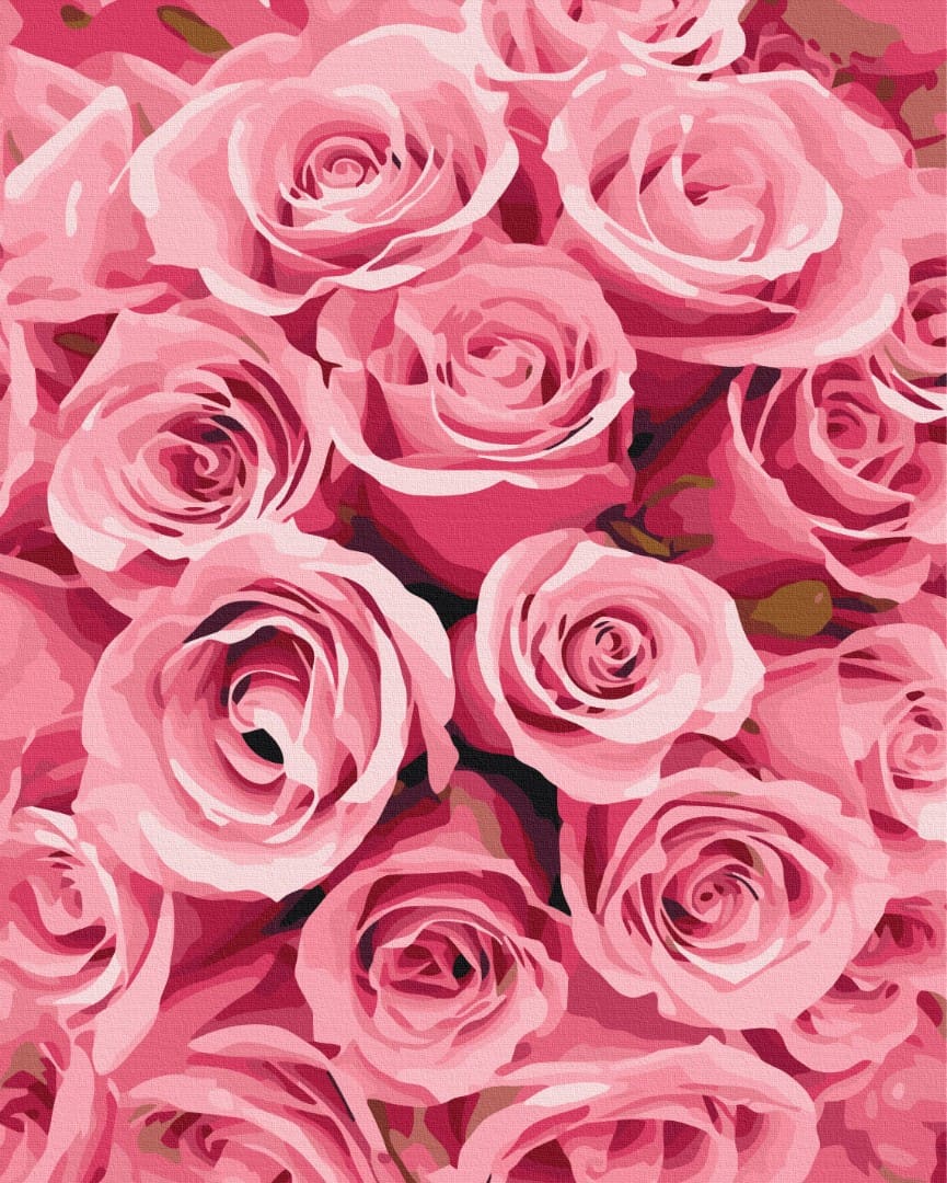 Close-up bouquet of tightly packed pink roses filling the frame