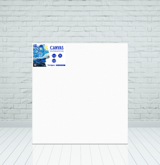 Blank primed polycotton canvas on a wooden stretcher frame, 60x70 cm