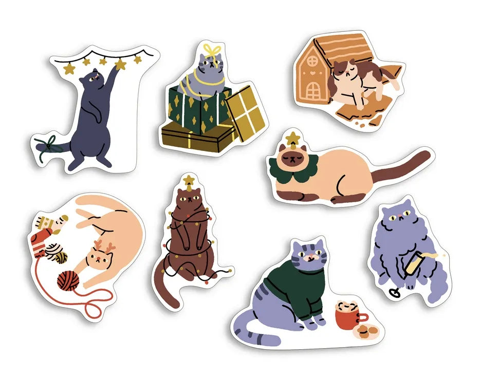 Christmas Cats — Set of 8 Shaped Postcards