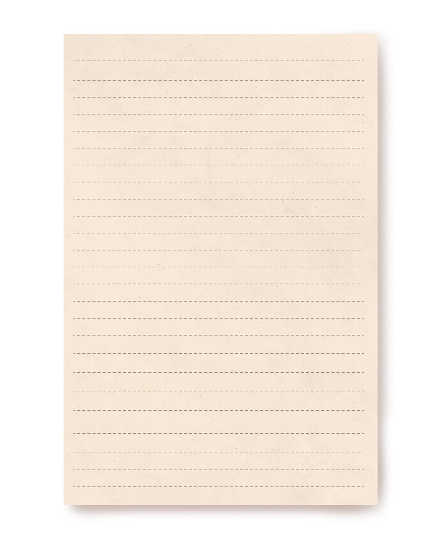 Cremefarbenes Briefpapierblatt mit feinen gestrichelten Linien, ohne Illustration