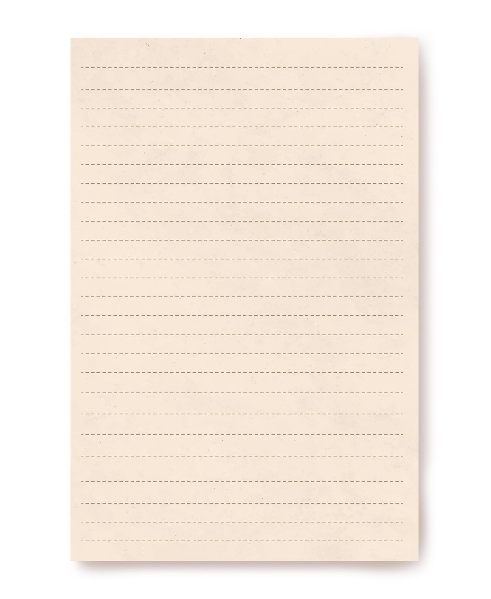 Cremefarbenes Briefpapierblatt mit feinen gestrichelten Linien, ohne Illustration