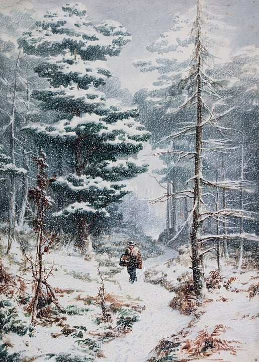winter art postcard