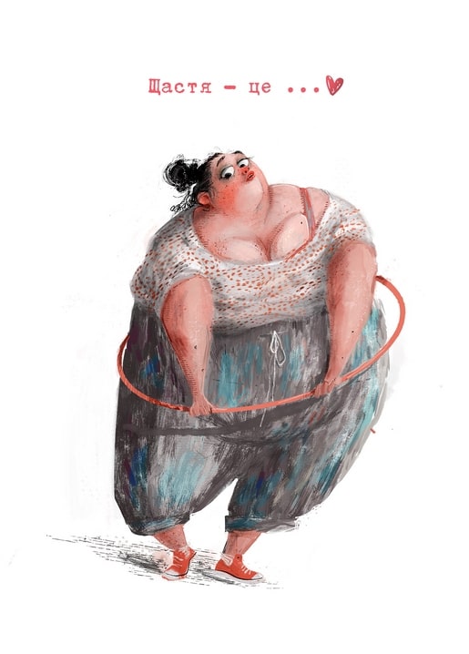 Illustrated woman balancing a hula hoop mid-workout
