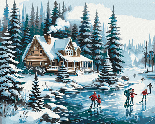 new year art postcardspainting by number, winter theme