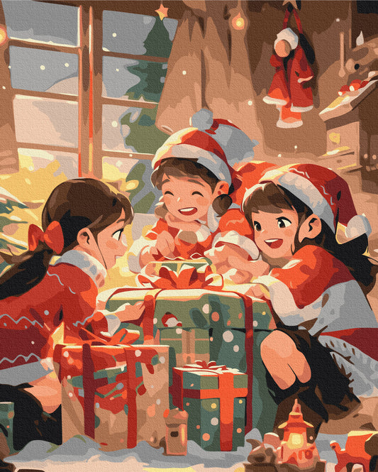 new year art postcardspainting by number, winter theme