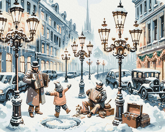 new year art postcardspainting by number, winter theme