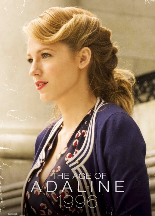 Vintage profile portrait of Blake Lively from The Age of Adaline movie poster, labeled 1996