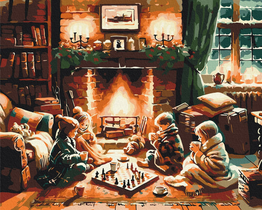 new year art postcardspainting by number, winter theme