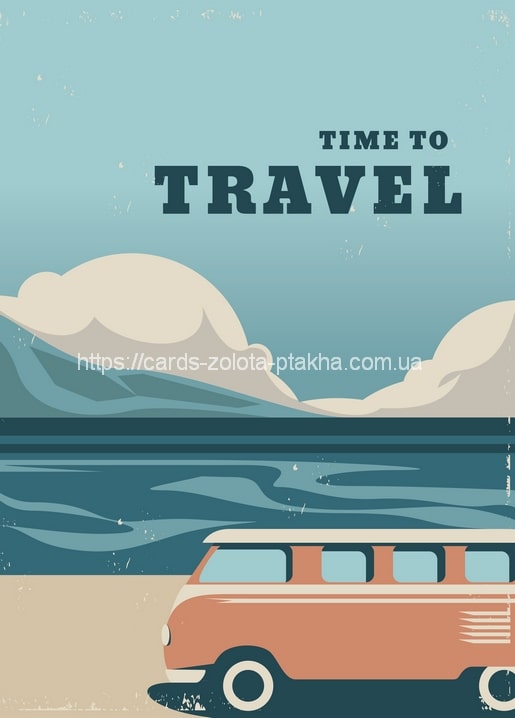 Retro-Illustration eines klassischen Campingbusses an einem türkisfarbenen Bergsee