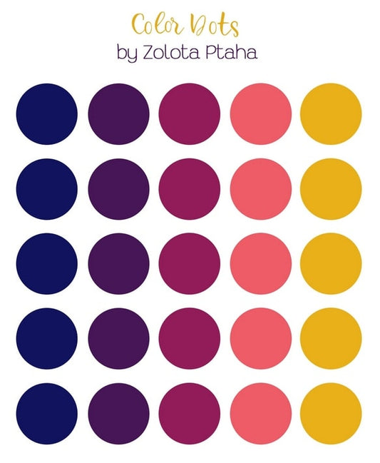 Аркуш наліпок Color Dots: кола темно-синього, бордового й коралового кольорів