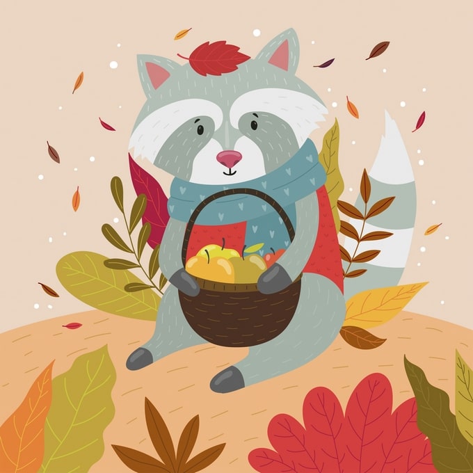 postcard autumn illustration