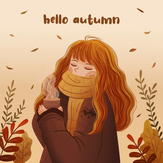 postcard autumn illustration