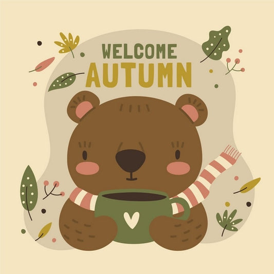 postcard autumn illustration