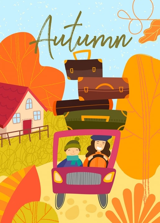 postcard autumn illustration