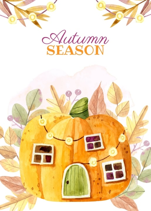 postcard autumn illustration