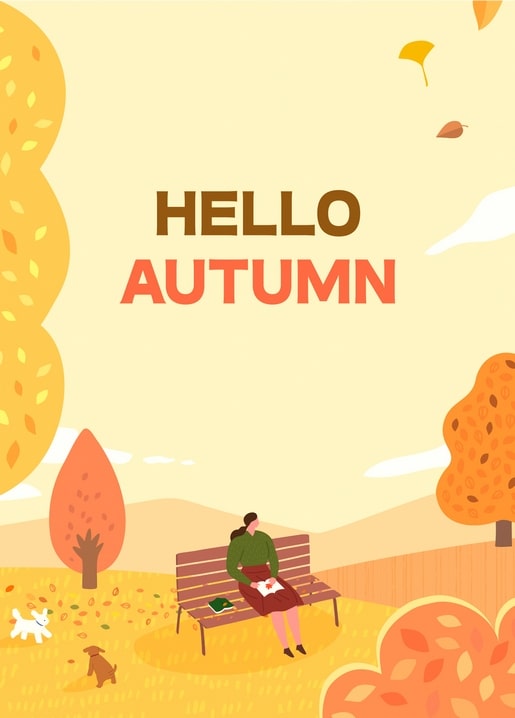 postcard autumn illustration