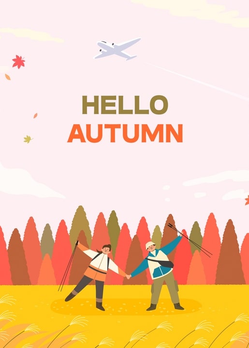 postcard autumn illustration