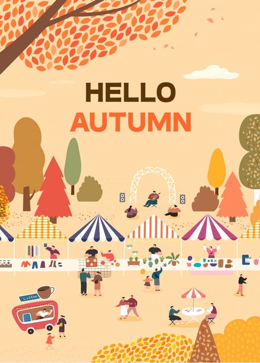 postcard autumn illustration